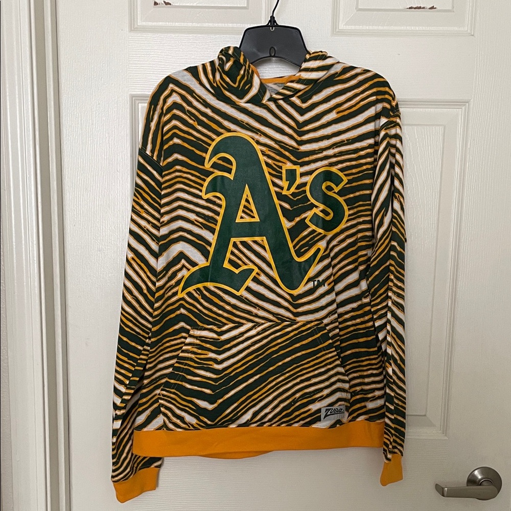 Men's Oakland Athletics Hooded Sweater by Zubaz - Medium